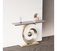 Tqoiozxa Consolle/tavolino da divano moderno e creativo con piano in pannello effetto roccia e struttura in metallo, resistente ai graffi e al calore, facile da montare.(Gold 3,100cm/39.3in)