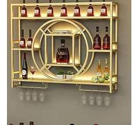 Tqoiozxa Grande Portabottiglie Da Parete In Ferro, Portabottiglie Multistrato, Unità Bar, Portabottiglie Da Ristorante Alla Moda, Portabottiglie Per Liquori, Portabottiglie Con Tacco Alto(Gold,140cm)