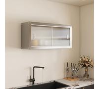 Tqoiozxa Mobiletto da cucina in acciaio inox da parete, grande capacità di stoccaggio a parete con ante scorrevoli, armadietto per medicinali, portaspezie(One layer,60x30x40cm/23.6x11.8x15.7in)