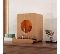 Tqoiozxa Santuario Buddista Moderno Minimalista per Casa, Armadio Buddha in Legno con Cassetto e Luce LED per Guanyin, Dio della Ricchezza(Light Walnut-B,Small)