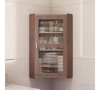 Tqoiozxa Scaffale angolare a 2/3 ripiani per cucina, armadietto dei medicinali con anta in vetro, armadietti da bagno impermeabili a parete, organizer per trucchi(Brown,25x25x59cm/9.8x9.8x23.2in)