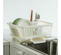 Tqoiozxa Scolapiatti da cucina di grande capacità - Organizer portaoggetti sopra il lavello con vassoio di raccolta dell'acqua rimovibile, non richiede montaggio(Wide-stream Output,M)