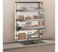 Tqoiozxa Scolapiatti regolabile sopra il lavello, scolapiatti da cucina a due e tre livelli, grande capacità per riporre i piatti sul piano di lavoro(Triple-Layer Taller Version,88cm/34.6in)