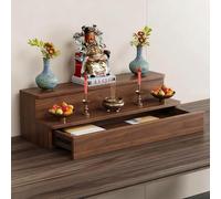 Tqoiozxa Supporto per statua di Buddha da tavolo, tavolo per altare del santuario, per meditazione in legno per tempio(Double-layer with drawers,90 * 15 * 20cm/35.4 * 5.9 * 7.8in)