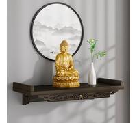 Tqoiozxa Tavolo altare del Buddha, santuario personale da parete, mensola altare buddista in legno per la casa, mensola per il dio della ricchezza, Guanyin, statua del Buddha(Wall-mounted,Large)