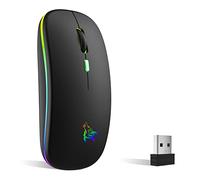 TQQ Mouse wireless ricaricabile, mouse retroilluminato a 7 colori con mini ricevitore USB da 2,4 GHz, mouse gaming, Compatibile con laptop, PC, Mac, Computer, Chromebook, Notebook