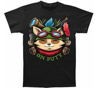 TQQCA BEAR Teemo On Duty Fan Art Gaming T-Shirt Unisex Retro Tee Unisex Black Tee S T-Shirt Black M