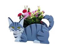 TQQEPOOL Cute Pet Cat Flower Pots,Cute Animal Shaped Cartoon Flower Planter,Siamese Cat Planter Plant Pot for Esterno,Giardino,Patio Decorazione (Color : Blue Cat)