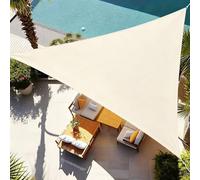 TQQEPOOL Vela Ombra Terrazzo Ponte - Copertura Esterna | HDPE, Atmungsaktiv, Rostfrei, Lichtbeständig, Langlebig, Flachmasche, Garten Pool Carport(Cream,Triangle3.6*3.6*3.6M)