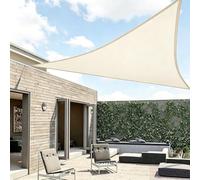 TQQEPOOL Vela Ombreggiante for Patio Esterno | HDPE, Traspirante, Tensione Uniforme, Anelli D Antiruggine, Maglia Piatta, Terrazzo Giardino(Cream,Triangle5.03*5.03*5.03M)