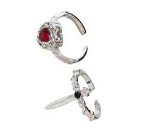 TQUXNGA 2 anelli gotici con spade d'amore, design unico, apertura regolabile, gioielli alla moda per coppie e amanti anelli gotici con croci, Red, come descritto, come descritto