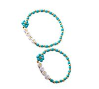 TQUXNGA 2 braccialetti impilabili con perline a forma di cuore e fiori, color pesca/blu, per un look elegante ed elegante, abbigliamento casual, Misura unica, come descritto