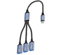 TQUXNGA Adattatore da tipo C a 2/3 porte Funzione di trasferimento dati di ricarica rapida per tablet Gamepad Adattatore OTG USB C in alluminio