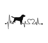 TQUXNGA Adesivo per veicolo con labrador e battito cardiaco, nero | Profilo labrador abbinato a una linea battito cardiaco, dettagli distintivi a cuore, accento ispirato alla razza per un