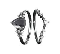 TQUXNGA Anelli di Zirconia Neri Contemporanei Gioielli In Lega Per Le Donne Misura Regolabile 6 10 Distinto Gotico Accessorio Di Moda Regolabile Anelli Neri, Misura unica, come descritto, come