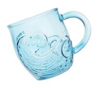 TQUXNGA Artisanal Beach Ondulato Tazza di vetro 350 ml, tipo pinna, A | Durevolezza soffiata a mano, texture per tazza da caffè a tema spiaggia, bevande calde, tè, cocktail di vino