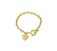 TQUXNGA Bracciale con chiusura a forma di cuore in acciaio inox resistente alle allergie OT con catenella, robusto e alla moda, Acciaio al titanio