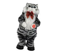 TQUXNGA Cantare Bambole Gattino con Canzone Classica per Natale, Gray | Bambole gattini che cantano con in mano un giocattolo peluche per la casa, decorazioni per feste, accessorio