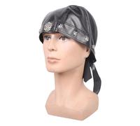 TQUXNGA Cappello da pirata Steampunk con strass teschio e cinturino in pelle regolabile per spettacoli a tema e cosplay, copricapo regolabile