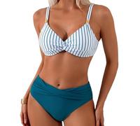 TQUXNGA Costume da bagno a due pezzi dal design moderno da donna con texture in nylon adatto per prendere il sole e acqua con scollo a V