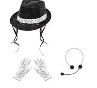 TQUXNGA Costume da star della danza anni '80 e '90 con reggicalze | Paillettes, abiti da palcoscenico per Halloween Cosplay Party, parrucche Cap Bretelle Bowtie Guanti, Accessori