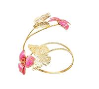 TQUXNGA Eleganti anelli da braccio a forma di farfalla e fiore, regolabili, gioielli da donna in oro, rosa, verde, bianco, cavità a forma di farfalla, Misura unica, come descritto