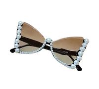 TQUXNGA Eleganti occhiali da sole a farfalla con perle e materiali decorativi per occhiali da sole con montatura in pietra da donna alla moda