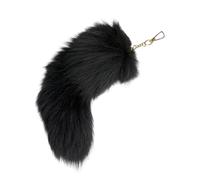 TQUXNGA Lusso Grande Coda Portachiavi 35cm Morbido Peluche Appeso Ciondolo Per La Decorazione Della Borsa Chiavi Dell'automobile Portafoglio Accessori Della Borsa Portachiavi Coda Per, Nero , Taglia