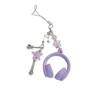 TQUXNGA Trendy Cuffia A Forma Di Portachiavi Borsa Ornamento Telefono Lanyard Caratteristica Star Musica Note Per Studenti E Amanti Nota Portachiavi, Viola, Keychain