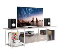 TQVAI Supporti TV da 70 pollici, supporto per TV con cassetto portaoggetti e ripiani apribili per soggiorno, camera da letto, dormitorio, console TV, centro intrattenimento con prese di corrente