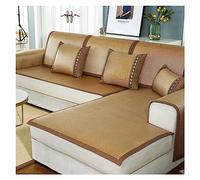 TQVLNMCR Copridivano Rinfrescante Estivo in Rattan per 2/3/4 Posti, Copridivano Componibile Fresco Tappetino per Aria Condizionata, Copripoltrona Reclinabile Chaise Lounge in Bambù Traspirante, Prot