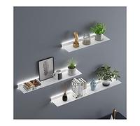 TQVLNMCR Mensola da parete galleggiante in metallo illuminata a LED for piante e libri, moderno espositore illuminato con ripiano singolo incluso(White,100x15cm)