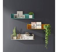 TQVLNMCR Mensola sospesa a parete, mensola a parete in metallo con una sola parola, ferro battuto, abbinabile liberamente, bianco, giallo, blu(Yellow,40cm)