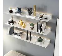 TQVLNMCR Mensole luminose a parete, mensole portaoggetti, mensole espositive galleggianti con luce LED. È facile riporre le tue cose preferite e riporre gli oggetti domestici.(White,80x20x6cm)