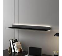 TQVLNMCR Moderni scaffali galleggianti a parete a LED in alluminio, libreria bifacciale, portabottiglie(Noir,80x15cm)