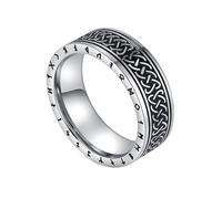 TQWSVUM Anelli da Uomo Viking Con Nodo Celtico E Rune In Acciaio Inossidabile - Mitologia Norrena Nodo Irlandese Lettera di Odino Fede Nuziale -Moda Medievale Punk Amuleto Pagano Gioielleria