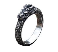 TQWSVUM Anelli di Drago Vichingo Per Uomo - Mitologia Norrena Ouroboros Dragon Head Ring - Ragazzi Acciaio Inossidabile Vintage Dragon Scales Animal Amulet Ring Pagan Jewelry