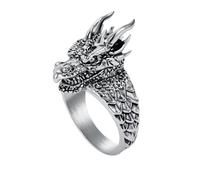 TQWSVUM Anelli In Acciaio Inossidabile Nordici A Forma di Drago Per Uomo E Donna - Anello A Testa di Drago Vintage Viking Per Dita di Animale - Gioielli Alla Moda Rapper Biker Rock Punk Per Feste