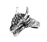 TQWSVUM Anelli Nordici Vichinghi con Drago Per Uomo - Anello Vintage In Acciaio Inossidabile con Testa di Drago E Animale - Gioiello Handmade Pesante Gotico Hip Hop Biker Pirata Amuleto Regalo