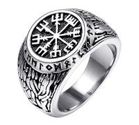 TQWSVUM Anelli Vegivisir Bussola Vichinga Pirata Norrena, Anello Amuleto Futhark Vintage In Acciaio Inossidabile, Mitologia Nordica Pagana Scandinava Gioielli Per Uomo Donna
