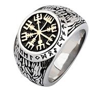 TQWSVUM Anelli Vegivisir Bussola Vichinga Pirata Norrena, Anello Amuleto Futhark Vintage In Acciaio Inossidabile, Mitologia Nordica Pagana Scandinava Gioielli Per Uomo Donna