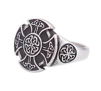 TQWSVUM Anelli Vichinghi Norvegesi Per Uomo -Anello Con Sigillo Rotondo Con Nodo Celtico Triquetra In Acciaio Inossidabile -Gioielli Anello Amuleto Nodo Irlandese Moda Vintage Lucido Fatto A Mano
