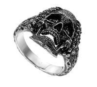 TQWSVUM Anelli Vintage Skull Head per Uomo - Gothic Punk Rock Skeleton Head Anello in Acciaio Inossidabile - Unisex Hip Hop Amuleto Biker Ring Viking Pirate Skull Finger Ring Jewelry