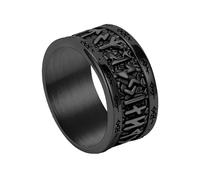 TQWSVUM Anello A Fascia con Rune Vichinghe Per Uomini E Donne - Anello In Acciaio Inossidabile con Rune Nordiche Futhark - Anello da Matrimonio Gotico Vintage con Lettere Rune Spesse Gioielleria