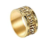 TQWSVUM Anello A Fascia con Rune Vichinghe Per Uomini E Donne - Anello In Acciaio Inossidabile con Rune Nordiche Futhark - Anello da Matrimonio Gotico Vintage con Lettere Rune Spesse Gioielleria