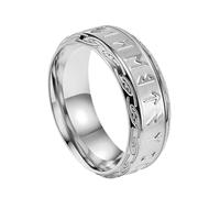 TQWSVUM Anello A Fascia Rune Vichinghe Nordiche per Uomo E Donna - Anello Rune Futhark Acciaio Inossidabile Largo 8 Mm - Gioielli Fidanzamento Fede Nuziale Lucida Vintage Medievale Fatta A Mano