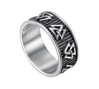 TQWSVUM Anello A Fascia Valknut In Acciaio Inossidabile da Uomo - Anello Simbolo del Triangolo di Odino Vichingo Norreno - Gioielli Anello Motociclista Con Amuleto Hip Hop Vintage Lucidato A Mano