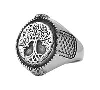 TQWSVUM Anello 'albero Della Vita Per Gli Uomini - Nordic Viking Anello Yggdrasil Nodo Celtico In Acciaio Inox - Dichiarazione di Moda Fatta A Mano Hip Hop Biker Ring Pirate Gioielli Regalo