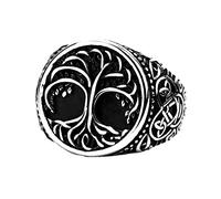 TQWSVUM Anello Albero Della Vita Vichingo Norreno Per Uomo Donna -Anello Yggdrasil Con Artiglio D'orso Con Nodo Celtico In Acciaio Inossidabile -Vintage Wolf Paw Amulet Ring Gioielli Con Islandese