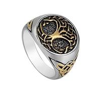 TQWSVUM Anello Albero Della Vita Vichingo Yggdrasil, Mito Norreno Uomo Donna Anello Nodo Celtico In Acciaio Inossidabile, Moda Vintage Amuleto Pagano Marito Gioielli Regalo di Natale Taglia 7-13